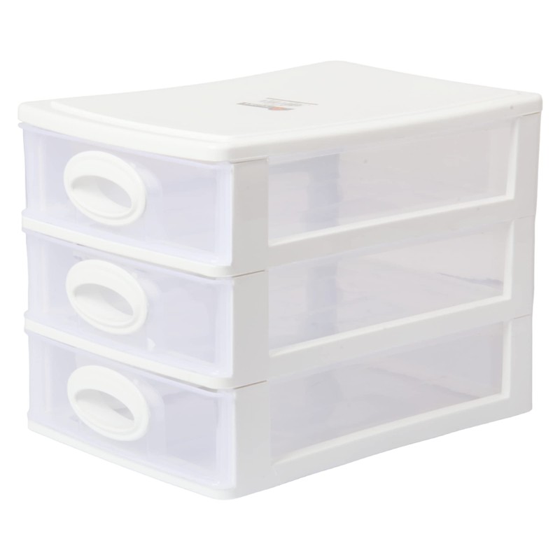 Mini 3 Tier Storage Unit with Drawers. Tabletop Storage Tower.