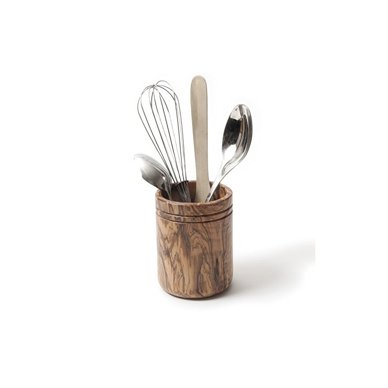 Berard Olive Wood Handcrafted Utensil Canister
