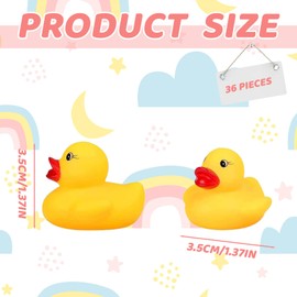 36 Pcs Rubber Ducks, Mini Rubber Ducks Bath Toys, Squeaking and Floating Classic Duckies, Baby Bath Time Toys, Pool Game Summer Water Fun Toys Party Decorations