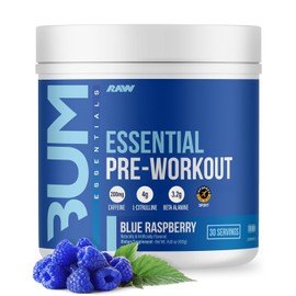 Raw cbum essential pre workout pre entrenamiento 30 servicios sabor blue raspberry