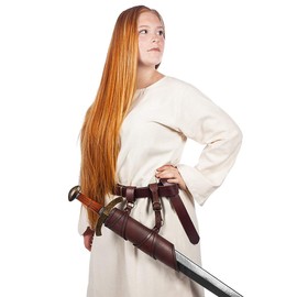 Andracor - Medieval Sword Holder - Genuine Leather Belt with Sword Hinge for Right or Left Handed - Brown Black Red Green - Accessories LARP Medieval Vikings & Cosplay