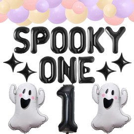 JeVenis Spooky One 1st Birthday Decorations for Girls Pink Purple Balloons Garland Ghost Balloons First Birthday Party Supplies