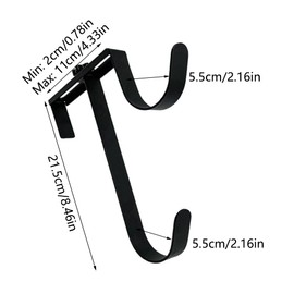 SagaSave Pack of 2 Black Adjustable Fence Hooks Metal Pole Hangers for Hanging Pool Equipment, Telescopic Poles, Brushes, Brooms