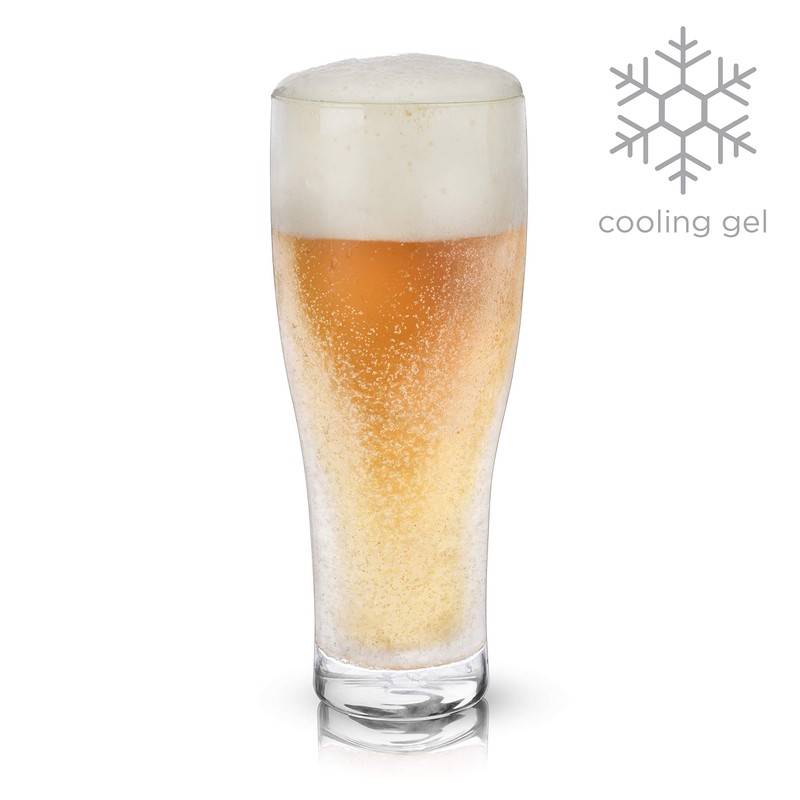 Viski Glacier Double Walled Beer Glass with Active Cooling Gel,