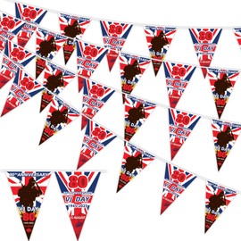 AhfuLife 2025 VJ Day 80th Anniversary Flags Bunting, 12m-32 PCS 80th Anniversary Decorations Memorabilia Banner, Victory In Japan Flags for Garden Street Party Decorations