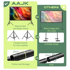 AAJK 150in Projector Screen with Stand,Portable 16:9 4K HD Indoor Outdoor Projection Screen with Wrinkle-Free Design, Ideal for Home Theater and Backyard Cinema – Includes Carry Bag