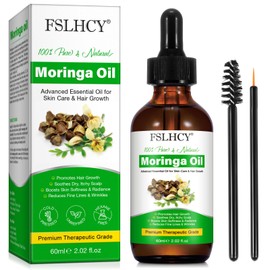 FSLHCY Moringa Oil Pure, Face & Hair Growth & Moisturizer & Massage Oil, Natural Cold Pressed, Reduces Fine Lines, Antioxidant & Anti-ageing (60ML)