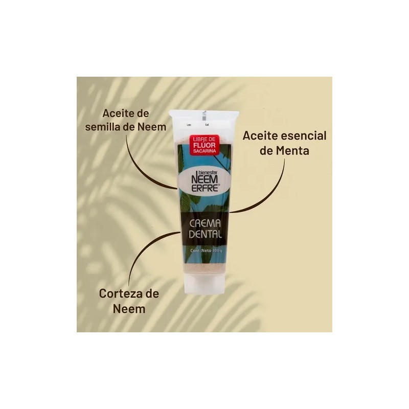 Paq.de 3-crema Dental Artesanal De Corteza De Neem Sin Fluor