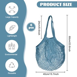 NAROSEBE Pack of 6 Shopping Net Fruit Vegetable Mesh Bag Mesh Bag Shopping Bag Reusable Mesh Shopping Bag Mesh Cotton Mesh Bag with Handle for Fruit Vegetable Market / Food, White, pink, grey, grey,