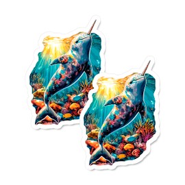Narwhal Magnet 4 inch 2 Pack Vinyl for Fun Cute Souvenir Gift Refrigerator Fridge Dishwasher ID44999