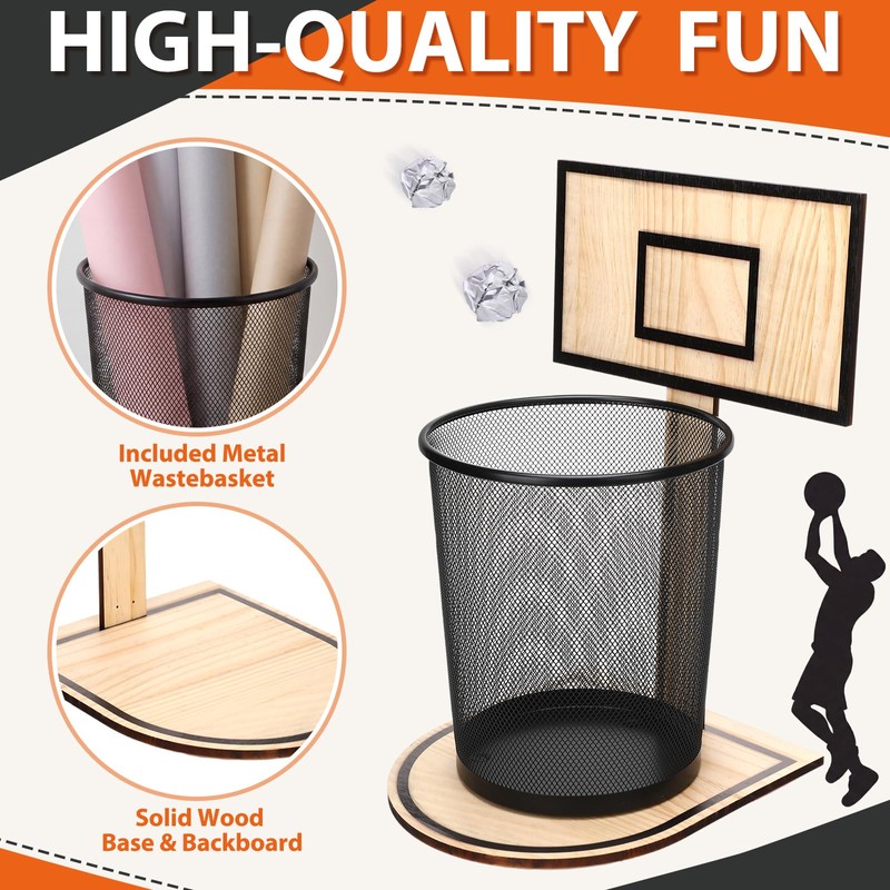 Patelai 2 Pcs Basketball Trash Can Basketball Hoop Trash Can,