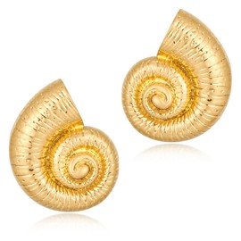 ENSKEFEN Matte Gold Conch Shell Earrings for Women Sea Shell Stud Earrings Bohemian Sea Snail Earrings Boho Ocean Shell Conch Earrings Gold Earrings Beach Earrings Summer Jewelry