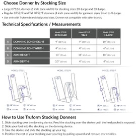 Truform Stockings Donner, Helper for Applying Compression Socks, Regular Size Foot Zone with Tall Handles for S-XL Garments