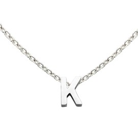 Auithery K Necklaces For Women Tiny Initial Letter Necklace Silver Plated A-Z Pendant Titanium Necklace For Women Silver K
