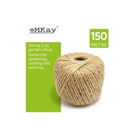eMKay® Natural Garden Jute Twine 3 Ply - PACK OF 1 150m Balls of Garden Twine Garden String for Arts Crafts Gardening Wedding Décor Packing Christmas & Around the Home - 150 METRE / 492 FEET APPROX