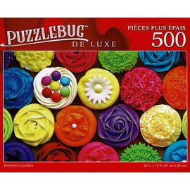 Rainbow Cupcakes - 500 Pieces Deluxe Jigsaw Puzzle for Age 14+