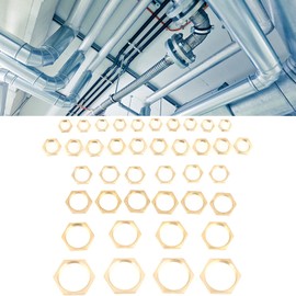 Hex Nuts 40 Pieces G1/8 Lock Nuts G1/4 G3/8 G1/2 G3/4 G1 Pipe Lock Nut Thread Pipe Fitting Brass Thin Nut