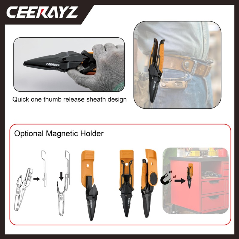 CEERAYZ 185mm Notch Scissors All Purpose Heavy Duty, Garden Shears,