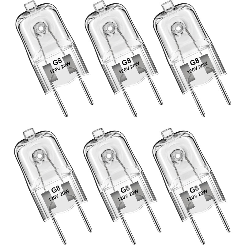 Flaspar G8 Light Bulbs, 20W Bi-Pin Base, 6 Pack 20W,
