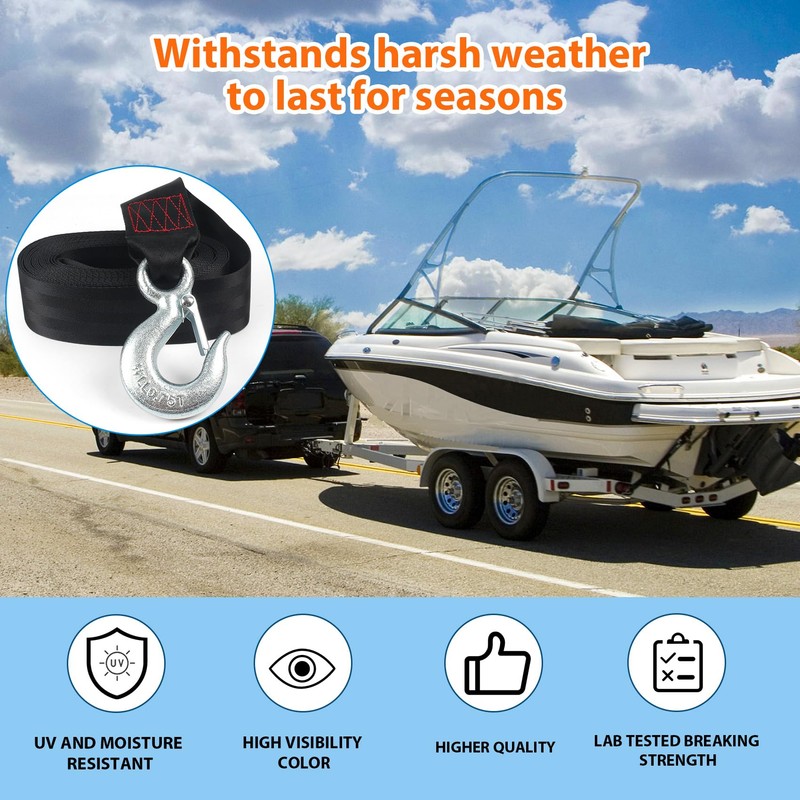 VEITHI Boat Winch Strap with Hook,Boat Trailer Winch Strap 2
