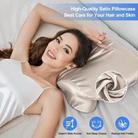 2 Pack Satin Pillowcase for Zelimun Cervical Pillow, Contour Pillow Case Cover, Smooth & Soft Pillowcase for Sleeping Pillow, Champagne Pillow Cover with Zipper