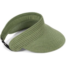 styleBREAKER 04023097 Women's Paper Straw Visor Cap Plain Adjustable Sun Visor Sun Hat, olive
