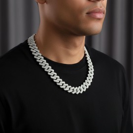 EMESLY Miami Cuban Link Chain 24K Gold Plated Necklace (16, 18, 20, 22, 24, 30 Inches Length); Hip Hop Bracelet (8" Length) for Men & Women; Perfect Iced Out Bling Jewelry Gift