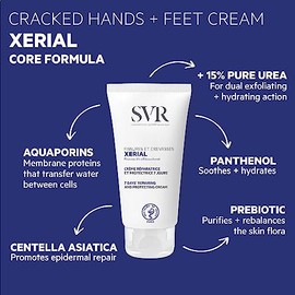 SVR Xerial Fissures & Crevasses Crema Reparadora para Talones Agrietados, Grietas en Manos y Pies | 15% Urea Pura, Pantenol y Centella Asiática | Hidr