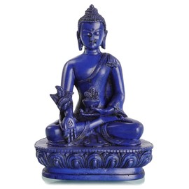 BUDDHAFIGUREN Buddha-Statue Medizinbuddha Blau aus Resin (Gießharz) 13 cm Sitzend