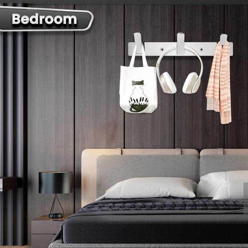 Maxzwell Wall Mounted Coat Rack with 3 Chrome Hooks –
