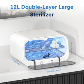 Yofuly Sterilizer for Esthetician, 12L Double-layer Large Sterilizer for Nail Tools, Multi-Functional Nail Cleaner Box, Large Capacity Cleaning Cabinet for Home Use, Barbers, Beauty Salons, and Spas