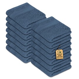 Premium Wash Cloths Pack of 12 (13" x 13") 100% Ring Spun Cotton | Luxury Washcloths | Ultra Soft Face Towels | Highly Absorbent Wash Cloths for face (Slate Blue)