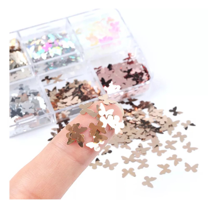 generic 6 Rejillas 3d Para Uñas Con Forma De Mariposa,