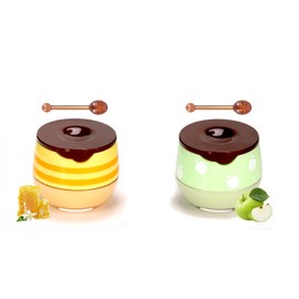 2 PCS Honey Lip Balm, Honey balm, Bee Balm Moisturizing Skincare Lip Mask with Lip Brush, Lip Sleeping Mask for Lip Care Repair Prevent Dry Crack Lip Line Reducing (Honey+Lime Apple)