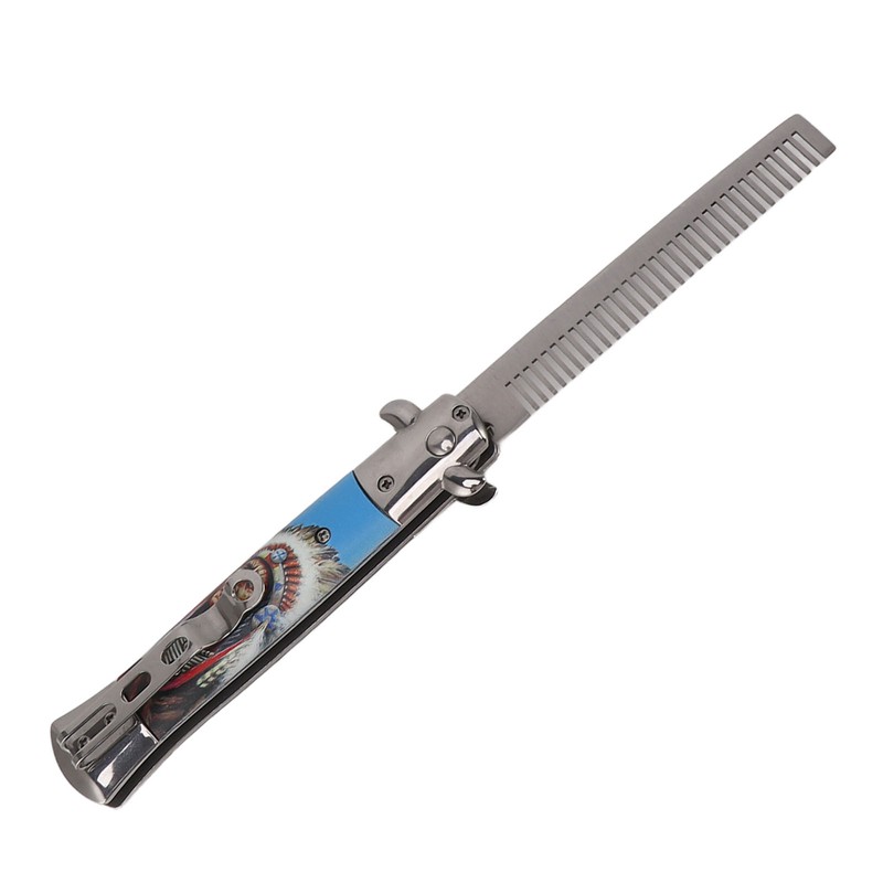 Men Spring Comb Pocket Size Stainless Steel Teeth Foldable Brush