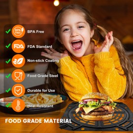 GWYSY Air fryer Accessories for Ninja AF141 Air Fryer Pro 4-in-1 5 QT, 8.5''×8.5'' Air Fryer Grill Pan Grill Plate Crisper Plate Tray Rack, Dishwasher Safe