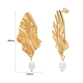 Vissen Baroque Pearls Gold-Plated / Silver Pendant Earrings Women's Hypoallergenic Nickel-Free Fashion Jewellery Earrings, Stainless Steel