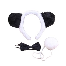 Cicogna Animal Ears Headband, Tail, and Tie, 3-Piece Set, Halloween Cosplay Costume, Animal Tail, Selectable Animal, Props (Panda)