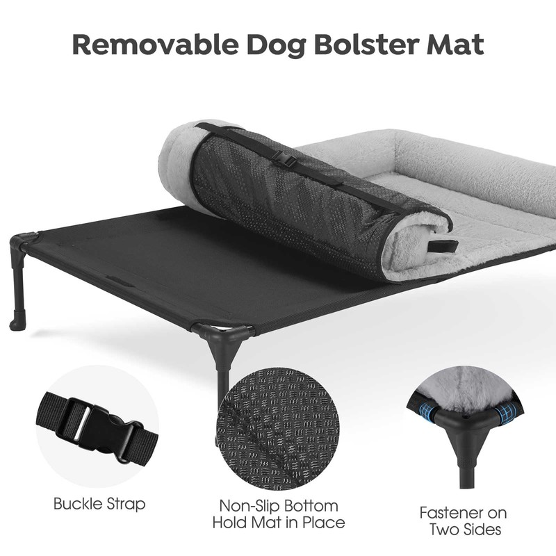 Veehoo Cooling Elevated Dog Bed + Removable Fluffy Plush Pillow