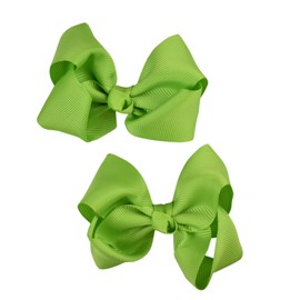 NYFASHION101 Toddlers' Girls' Smooth Grosgrain Ribbon Bow Alligator Clip, Lime