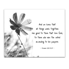 Book of Romans 8 28 Bible Wall Decor, Book Bible Christian Quote Decor, Bible Verse Wall Print, Bible Quote 11 x 14 Wall Print, Inspirational Poster for Family & Friends, Birthday Gift for Women