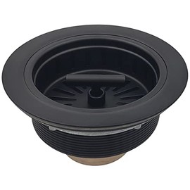 EADOT Colador de drenaje de fregadero de cocina de acero inoxidable negro mate de 3-1/2 pulgadas con cesta de colador, tapón de drenaje de repuesto para fregadero de cocina de 3.5 pulgadas