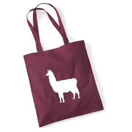 Huuraa Jute Bag Llama Silhouette Bag Cotton 10 Litres Size with Motif for All Animal Lovers Gift Idea for Friends and Family, burgundy