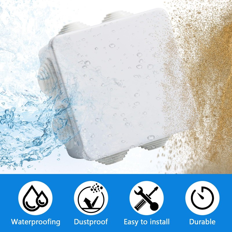 PIWOSGOL Pack of 6 Surface-Mounted Junction Boxes, Waterproof Junction Box