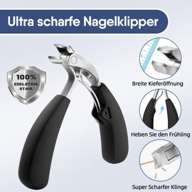2025 Nagelknipser Set für FussnäGel, FußPflege Set Professionell Dicke NäGel Senioren Groß Nail Clipper für Starke FußNäGel Adlerschnabel Nagelzwicker ZehennäGel PediküRe mit Nagelfeile (Schwarz)