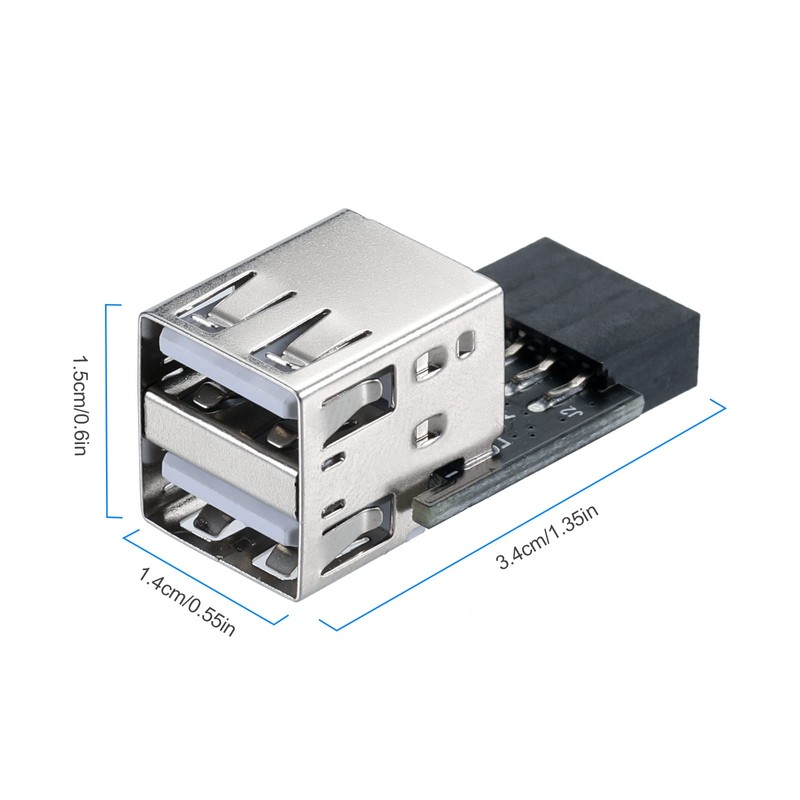 MZHOU 9-Pin USB 2.0 Female Pin Dual 2 Port USB