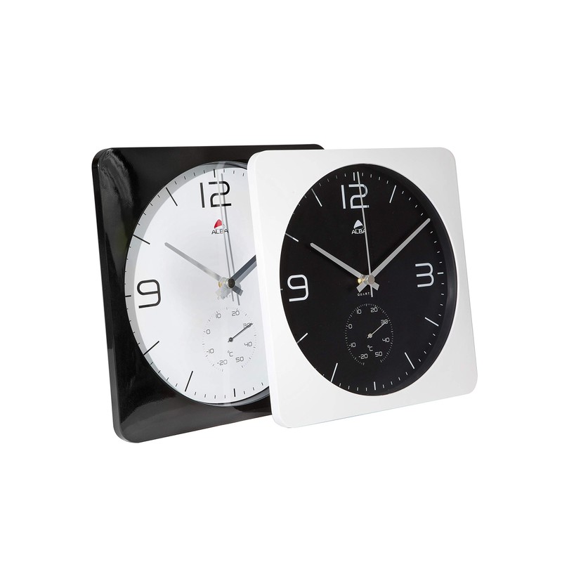 Alba Silent Wall Clock with Temperature Function, White Frame (HORDUO