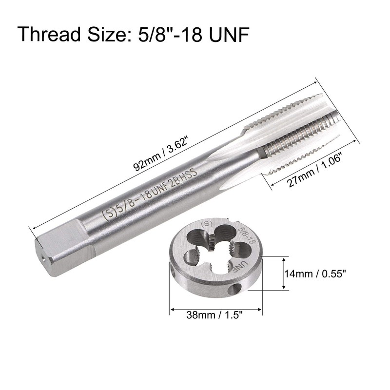 sourcing map 5/8-18 UNF Tap and Die Set, Machine Thread
