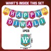 Happy Diwali Banner with Diwali Hanging Swirls Decorations for Indian
