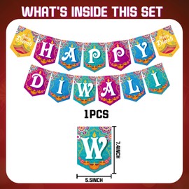 Happy Diwali Banner with Diwali Hanging Swirls Decorations for Indian Festival Party Decoration Kit for Home